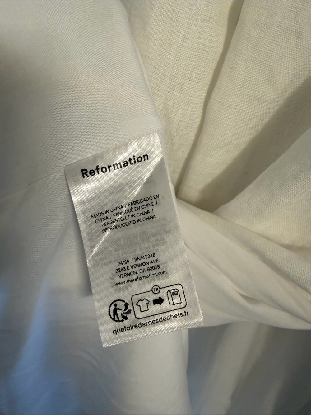 Reformation White Linen Square-Neck Midi Dress with Puff Sleeves - Picture 7 of 10